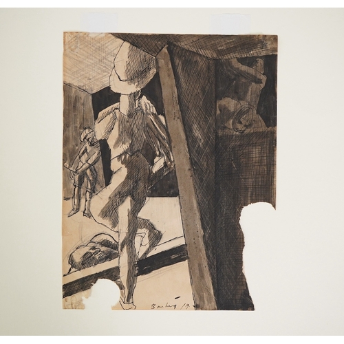 20 - § David Bomberg  (1890-1957)'Sappers'1919,signed and dated lower edge,Pen and ink and wash on paper,... 