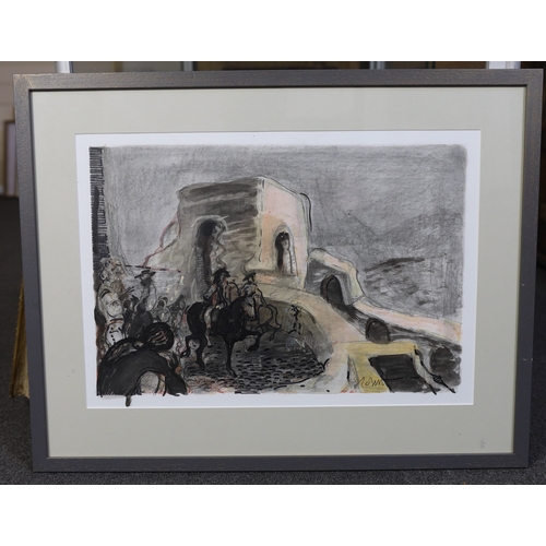 31 - Attributed to John Piper OM, CH (1903-1992)
Horses and riders in Southern Spain, c.1950
signed in in... 