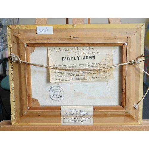 34 - § Cecil Rochfort D'Oyly John  (1906-1993)'In the Old Ville in Nice'titled verso,oil on canvas,25cm x... 