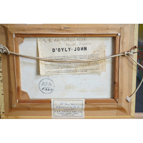 34 - § Cecil Rochfort D'Oyly John  (1906-1993)'In the Old Ville in Nice'titled verso,oil on canvas,25cm x... 