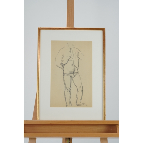 50 - § Keith Vaughan  (1912-1977)Figural study,standing male,pencil on buff paper,studio stamp verso,37cm... 
