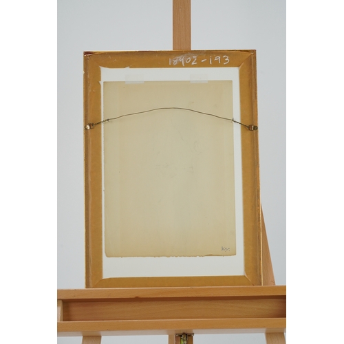 50 - § Keith Vaughan  (1912-1977)Figural study,standing male,pencil on buff paper,studio stamp verso,37cm... 