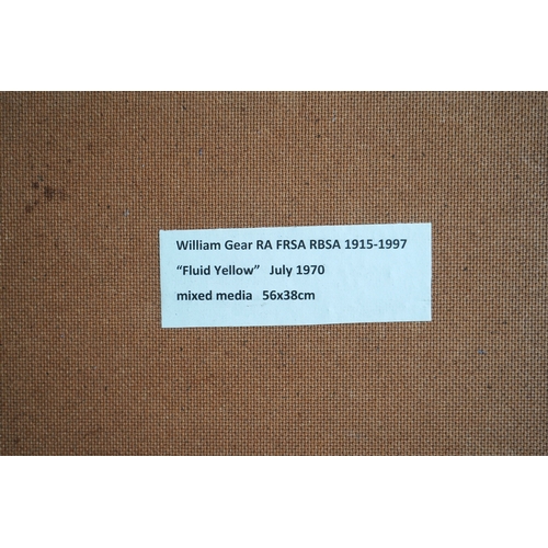 58 - § William Gear RA RBSA  (1915-1997)'Fluid Yellow, July 1970'signed and dated lower right,mixed media... 