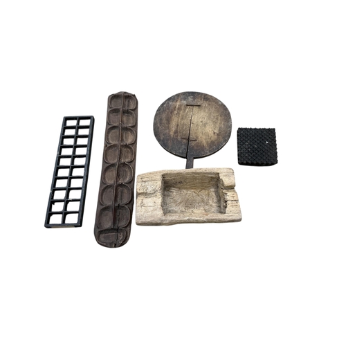 2012 - Two Victorian coin drawers and assorted African and European carved wood items