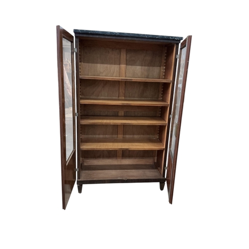 2015 - A French Art Deco marble topped coromandel bookcase, width 92cm, depth 38cm, height 151cm