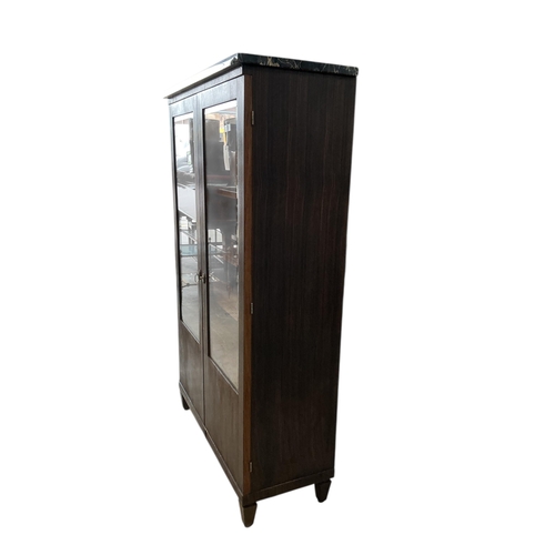 2015 - A French Art Deco marble topped coromandel bookcase, width 92cm, depth 38cm, height 151cm