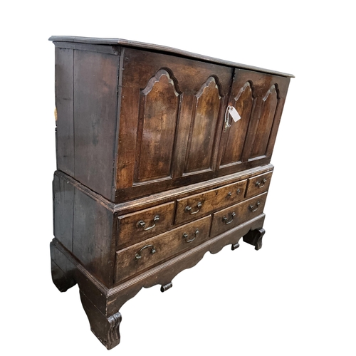 2023 - An 18th century oak mule chest (adapted), width 138cm, depth 54cm, height 131cm