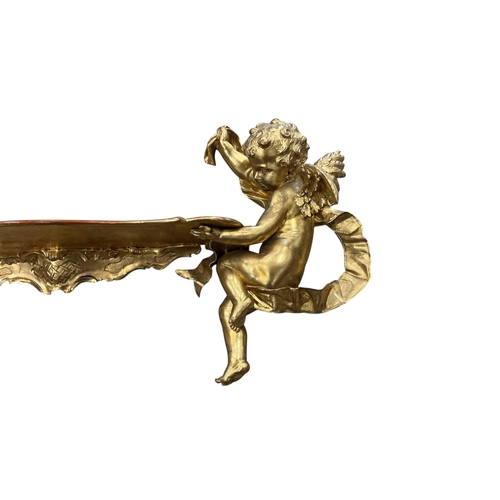 2026 - A Victorian style giltwood and composition cherub wall bracket, width 102cm, height 38cm