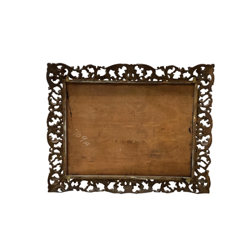 2027 - A large 19th century Florentine style carved giltwood rectangular wall mirror, width 112cm, height 8... 
