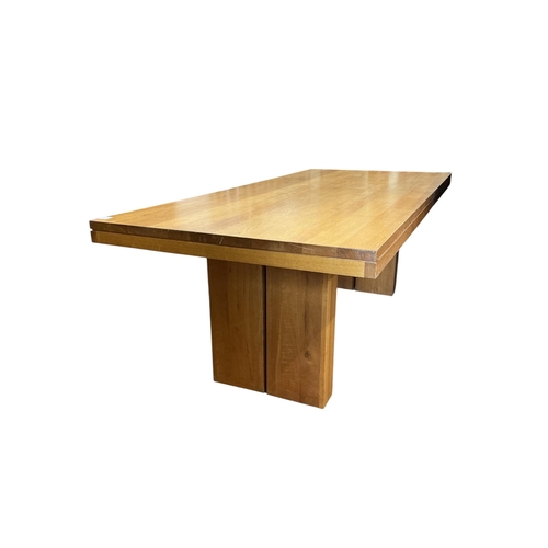 2031 - A modern rectangular light oak refectory dining table, width 220cm, depth 100cm, height 77cm