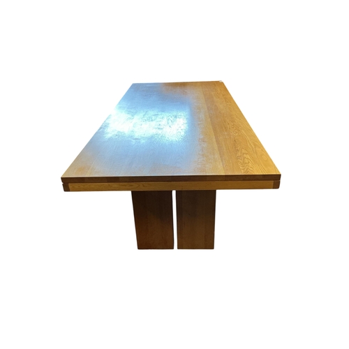2031 - A modern rectangular light oak refectory dining table, width 220cm, depth 100cm, height 77cm