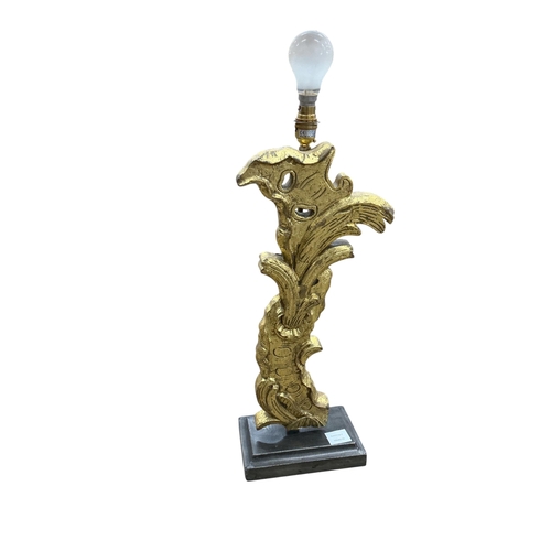 2034 - A pair of Contemporary giltwood composition table lamps on metal bases, height including fittings 77... 