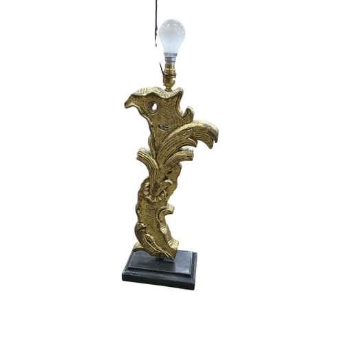2034 - A pair of Contemporary giltwood composition table lamps on metal bases, height including fittings 77... 