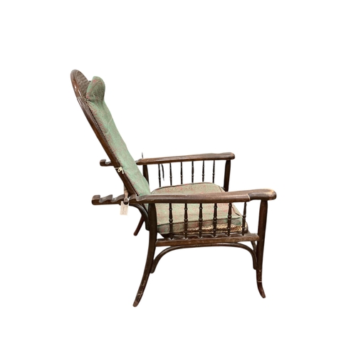 2042 - An early 20th century Fischel caned bentwood reclining armchair, width 64cm, depth 86cm, height 107c... 