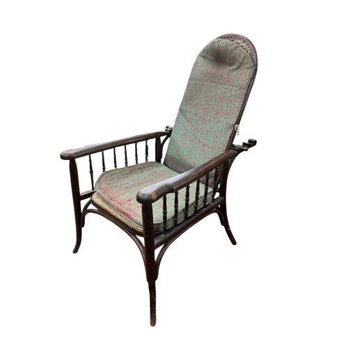 2042 - An early 20th century Fischel caned bentwood reclining armchair, width 64cm, depth 86cm, height 107c... 