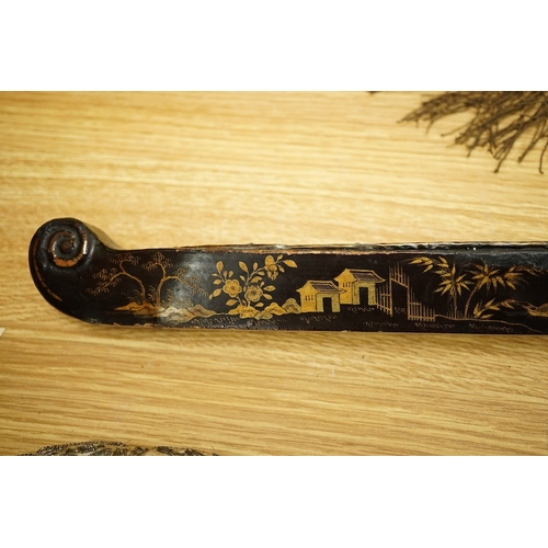 2459 - A Chinese export lacquer model of a boat, 19th century, 56cm wide