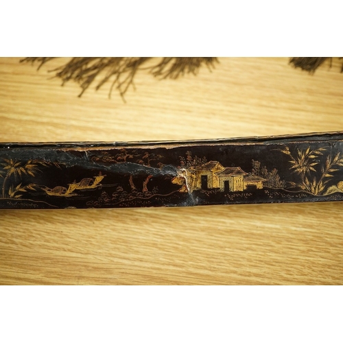 2459 - A Chinese export lacquer model of a boat, 19th century, 56cm wide