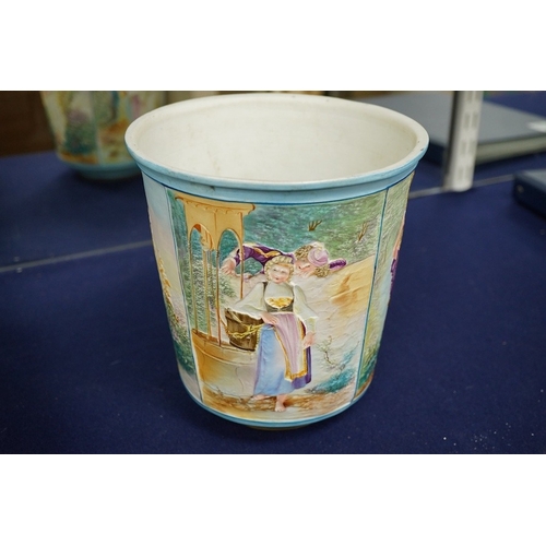 2463 - A late 19th century lithophane hanging lantern