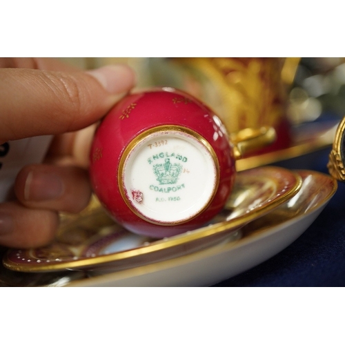 2468 - A collection of porcelain to include a Vienna cabinet cup and saucer,  continental ormolu mounted ur... 