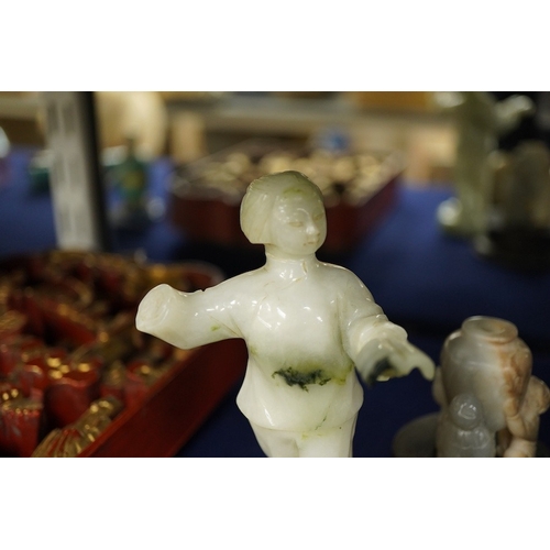 2478 - A group of six Chinese hardstone and soapstone carvings, tallest 13cm