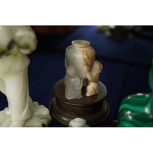 2478 - A group of six Chinese hardstone and soapstone carvings, tallest 13cm