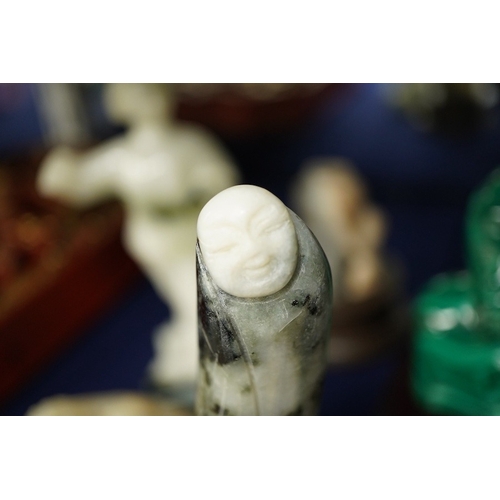 2478 - A group of six Chinese hardstone and soapstone carvings, tallest 13cm