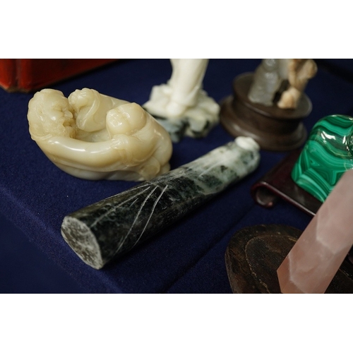 2478 - A group of six Chinese hardstone and soapstone carvings, tallest 13cm
