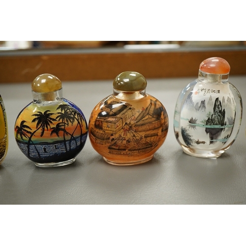 2483 - Six Chinese inside painted glass 'landscape' snuff bottles
