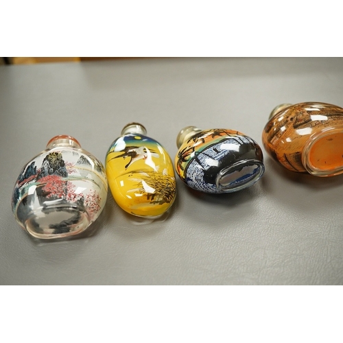 2483 - Six Chinese inside painted glass 'landscape' snuff bottles