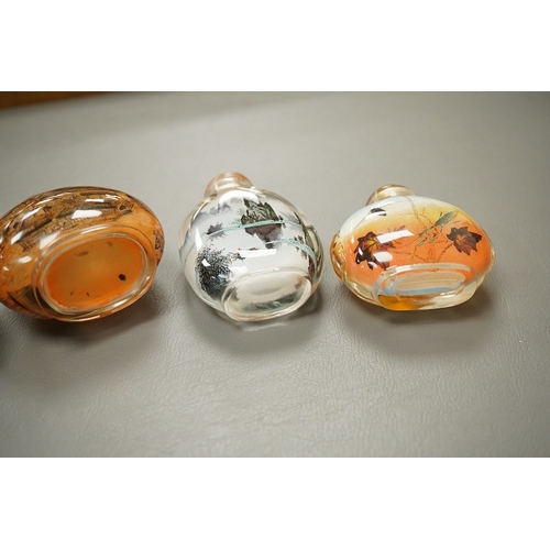 2483 - Six Chinese inside painted glass 'landscape' snuff bottles