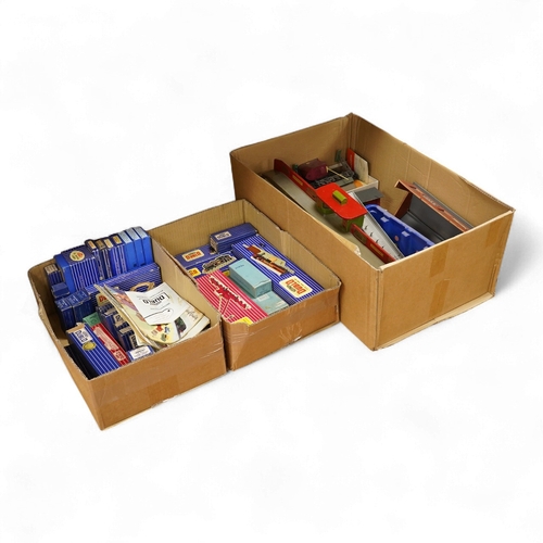 254 - A collection of Hornby Dublo railway for 3-rail running, including three boxed locomotives; an LNER ... 