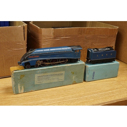 254 - A collection of Hornby Dublo railway for 3-rail running, including three boxed locomotives; an LNER ... 