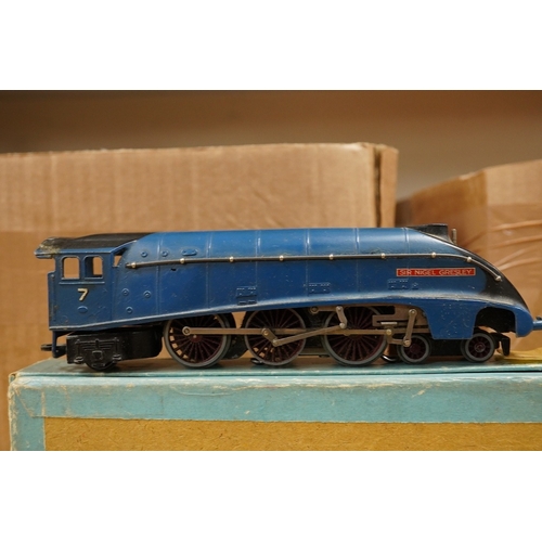 254 - A collection of Hornby Dublo railway for 3-rail running, including three boxed locomotives; an LNER ... 