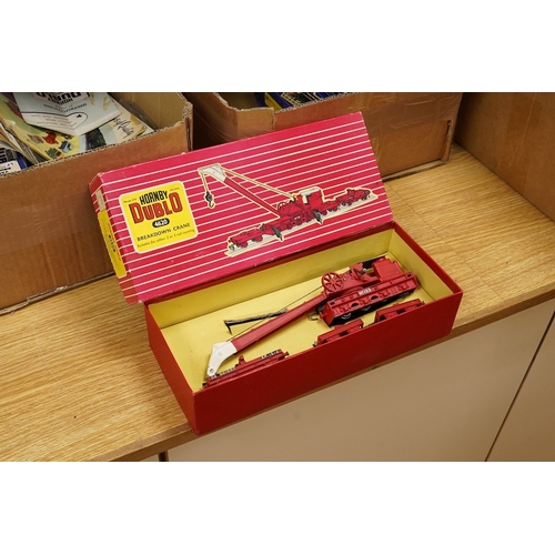 254 - A collection of Hornby Dublo railway for 3-rail running, including three boxed locomotives; an LNER ... 