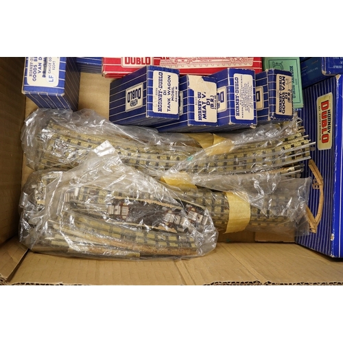 254 - A collection of Hornby Dublo railway for 3-rail running, including three boxed locomotives; an LNER ... 