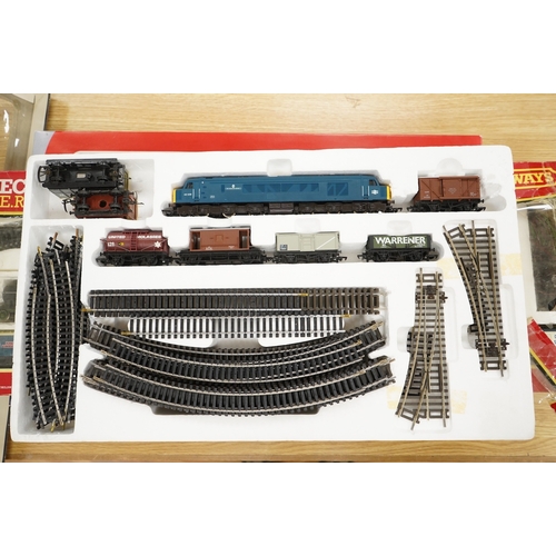 258 - A collection of 00 gauge model railway, including three box train sets by Jouef, Mainline and Hornby... 