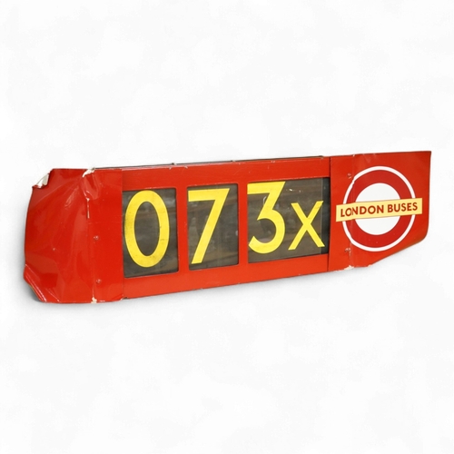 374 - A London Transport bus destination blind box, complete with mechanism and three numerical destinatio... 