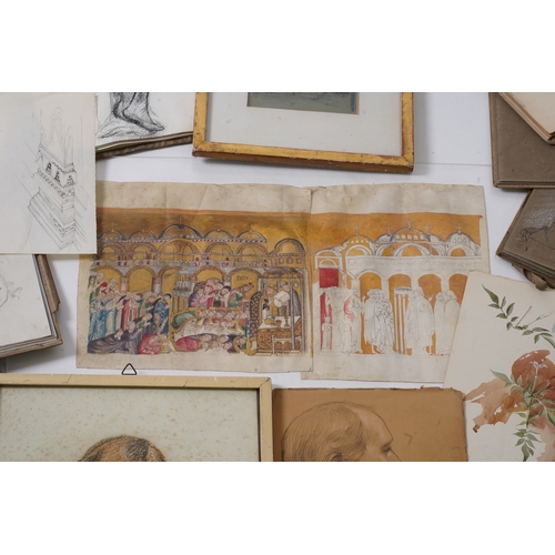 1 - Henry Wilson (1864-1934): An archive of material, including figural studies, interiors, architectura... 