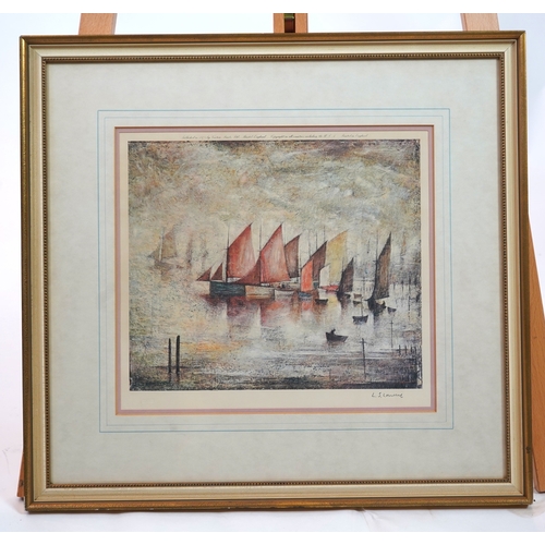 22 - § Laurence Stephen Lowry RBA, RA (1887-1976)  (1887-1976)'Sailing Boats'signed in pencil to the marg... 