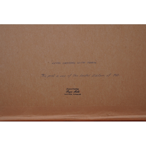 25 - § Laurence Stephen Lowry RBA, RA  (1887-1976)'Level Crossing with Train'1973,signed in pencil to the... 