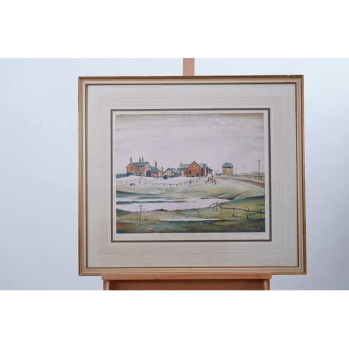 26 - § Laurence Stephen Lowry RBA, RA  (1887-1976)'Landscape with Farm Buildings'1974,signed in pencil to... 