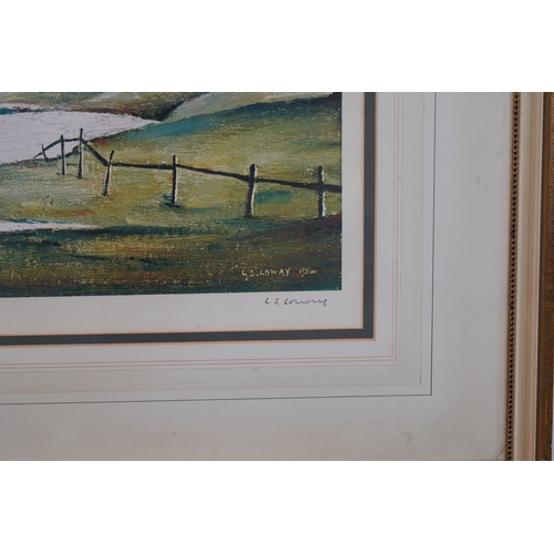 26 - § Laurence Stephen Lowry RBA, RA  (1887-1976)'Landscape with Farm Buildings'1974,signed in pencil to... 