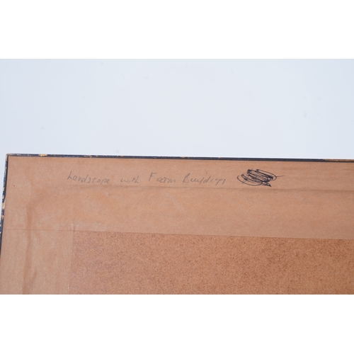 26 - § Laurence Stephen Lowry RBA, RA  (1887-1976)'Landscape with Farm Buildings'1974,signed in pencil to... 