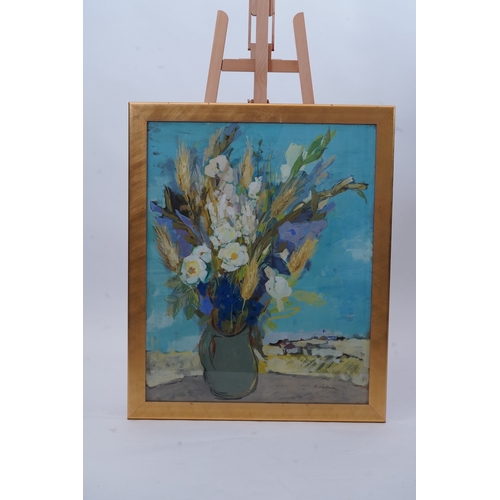 42 - § PIerre Jérôme  (French, 1905-1982)A still life study of flowers in a vase,signed lower right,mixed... 