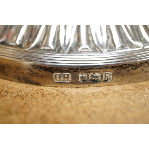 A pair of Elizabeth II silver mounted two branch, three light dwarf ...