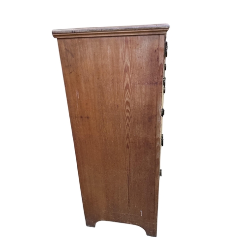 1061 - A late Victorian Arts & Crafts style ash chest of six drawers, width 122cm, depth 50cm, height 122cm... 