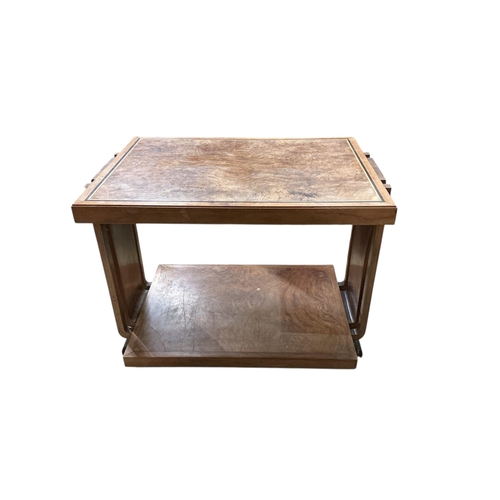 1063 - An Art Deco bird's eye maple rectangular two tier occasional table, width 80cm, depth 55cm, height 6... 