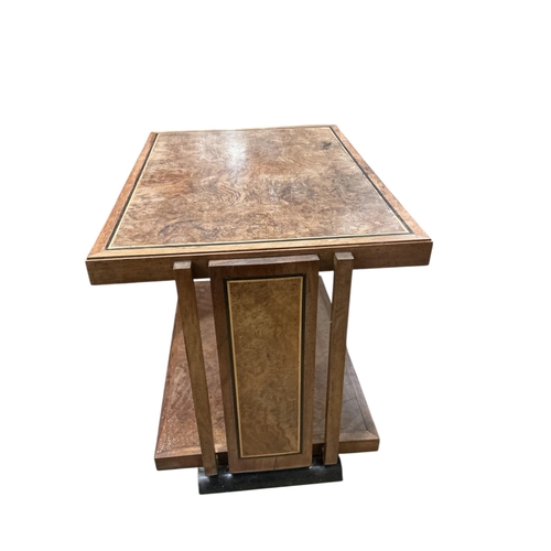 1063 - An Art Deco bird's eye maple rectangular two tier occasional table, width 80cm, depth 55cm, height 6... 