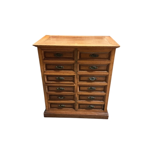 1073 - A late Victorian walnut miniature chest, width 61cm, depth 38cm, height 69cm