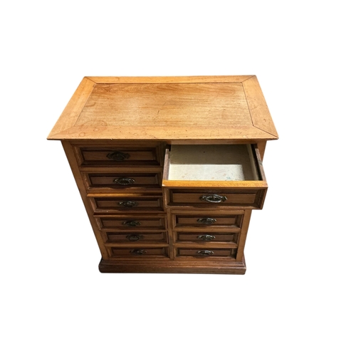 1073 - A late Victorian walnut miniature chest, width 61cm, depth 38cm, height 69cm